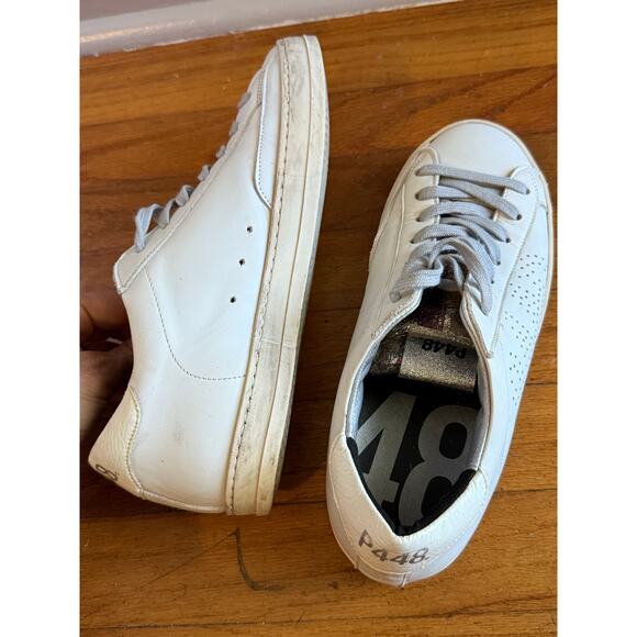 P448 John white leather with metallic detail low top sneaker size 39 (US 8.5) - Picture 7 of 10